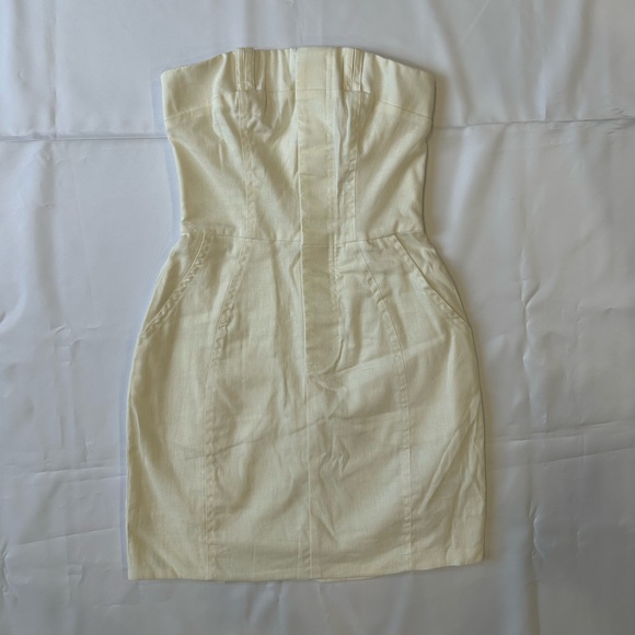 Oh Polly Strapless Fitted Mini Dress Ivory US 2 - Picture 6 of 16